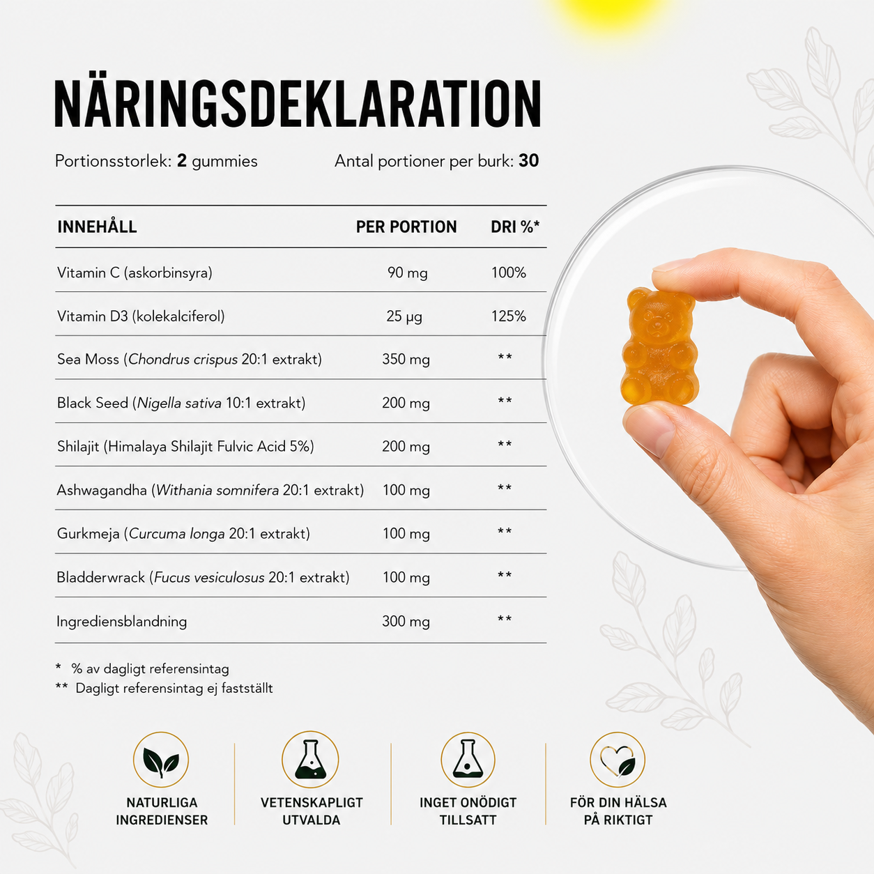 Snabbverkande nattformula – Sömngummies med apelsinsmak | 60 gummies