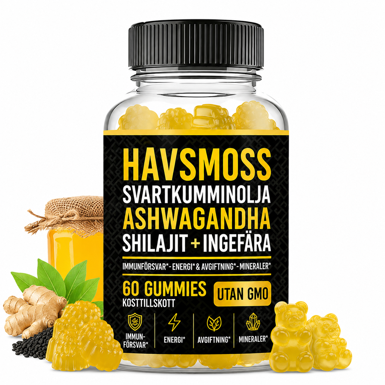 Snabbverkande nattformula – Sömngummies med apelsinsmak | 60 gummies