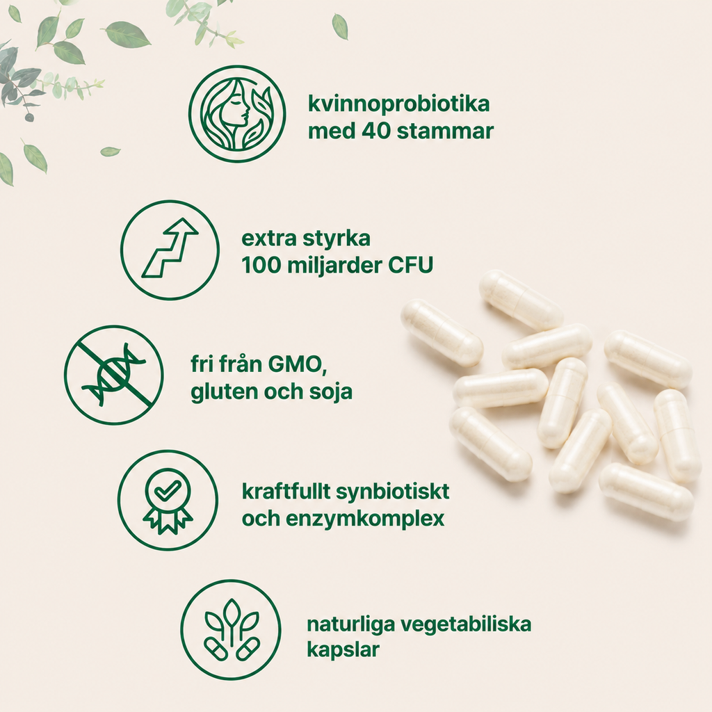 Probiotika för kvinnor 100 Miljarder CFU – 120 Veganska Kapslar | 40 Stammar, Tranbär & D-Mannos