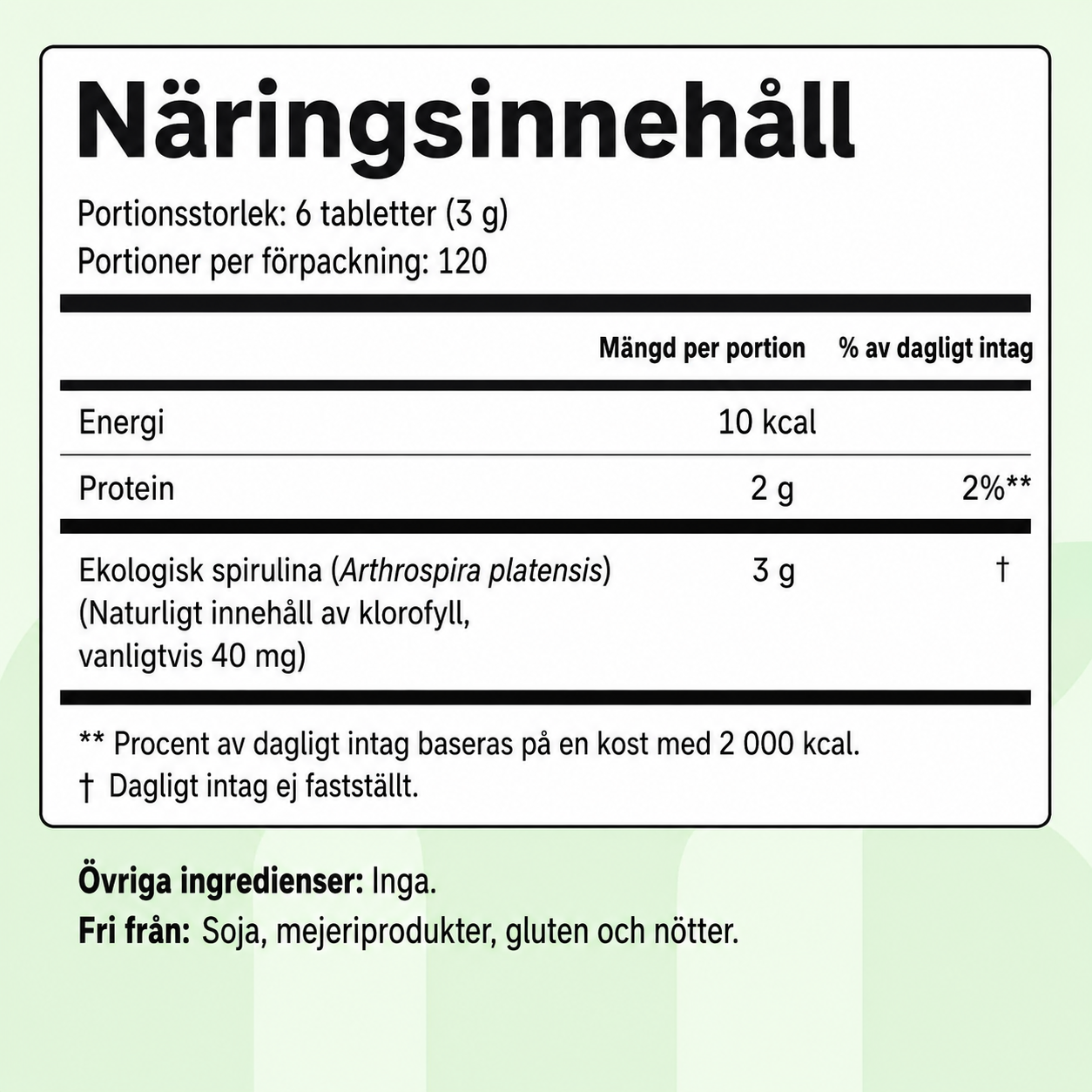 Ekologisk Spirulina 3000 mg – 720 Tabletter | Superfood