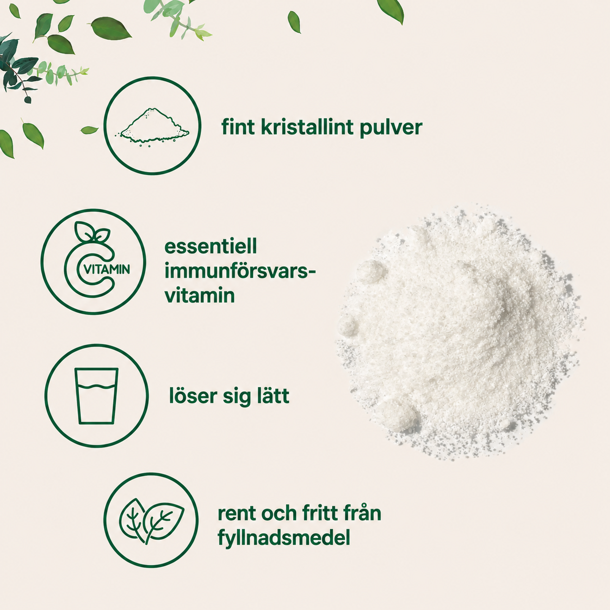 Vitamin C Pulver 1000 g – Ren Askorbinsyra | 100 % Vitamin C utan smak