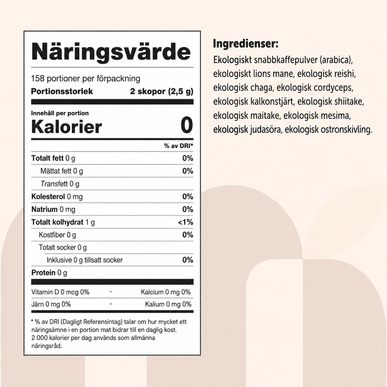 Ekologiskt Svampkaffe med Lion's Mane & 10 Svampextrakt – 397 g | Ca 158 Portioner