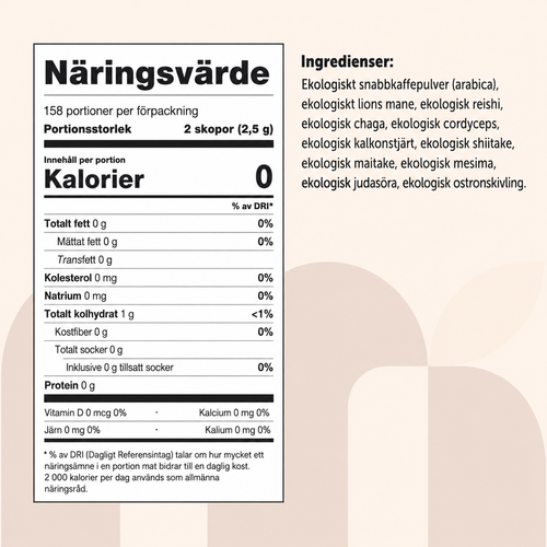 Ekologiskt Svampkaffe med Lion's Mane & 10 Svampextrakt – 397 g | Ca 158 Portioner