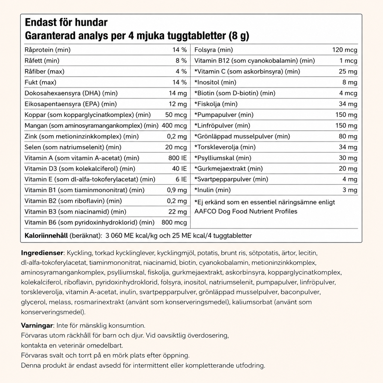 Hundmultivitamin 25-i-1 med kycklingsmak – 240 mjuka tuggbitar