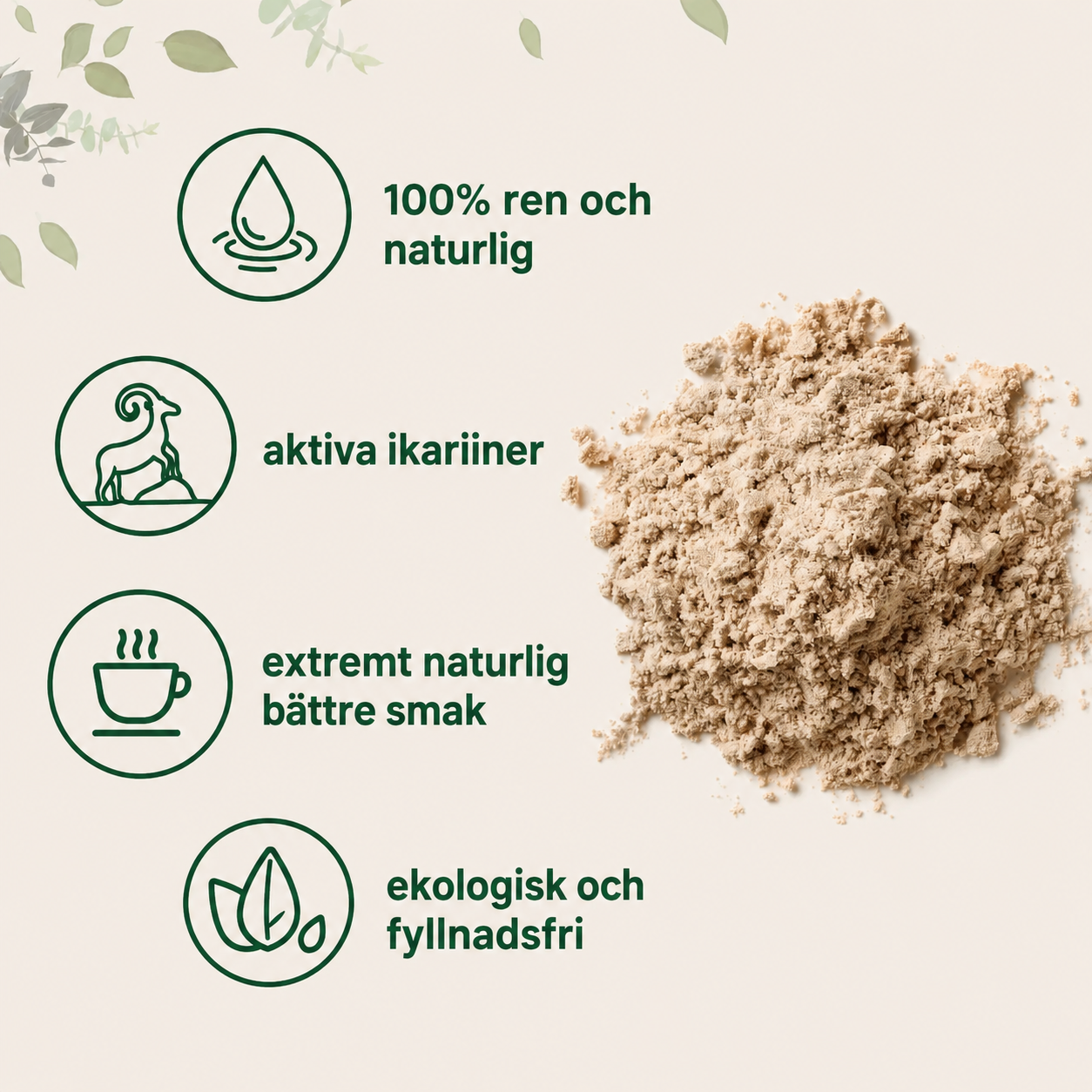 Horny Goat Weed Pulver – Ekologiskt, 100g