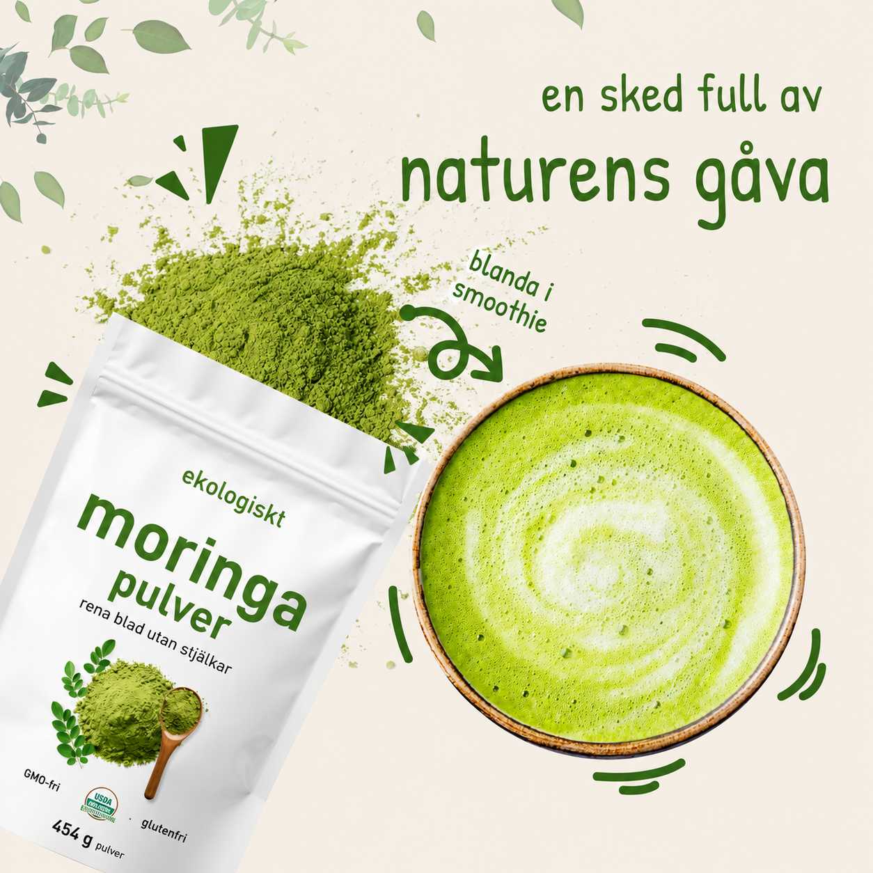 Ekologiskt Moringa pulver 907 g | Vegan & Glutenfritt