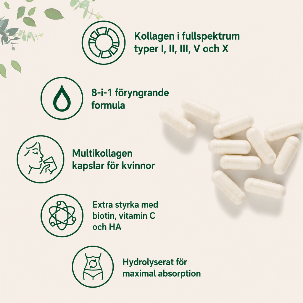 Multi Kollagen Komplex (Typ I, II, III, V & X) – 240 Kapslar
