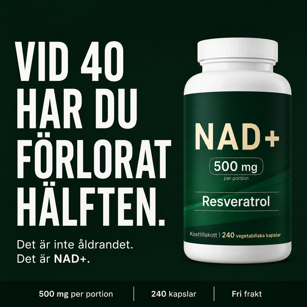 NAD+ 500 mg med Resveratrol 98% | Starkaste dosen | 240 Kapslar