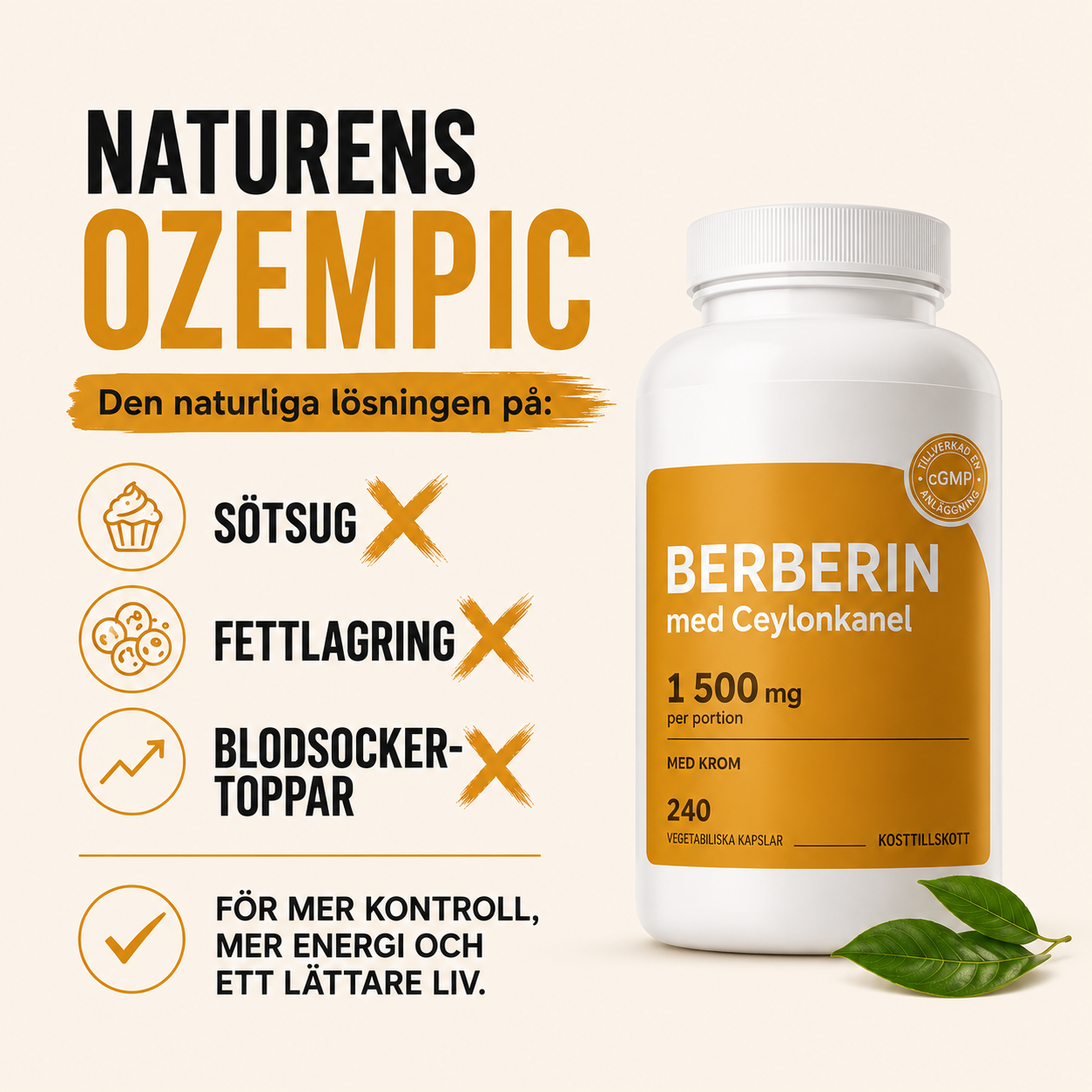 Berberin 1500 mg — 240 kapslar