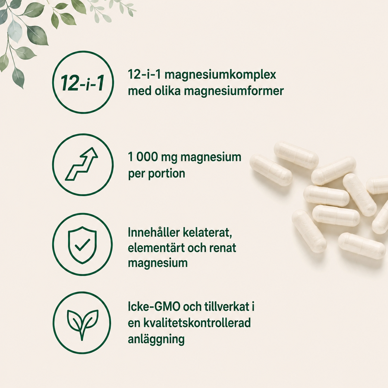 Magnesium Complex 12-i-1 – 1000mg, 240 Kapslar