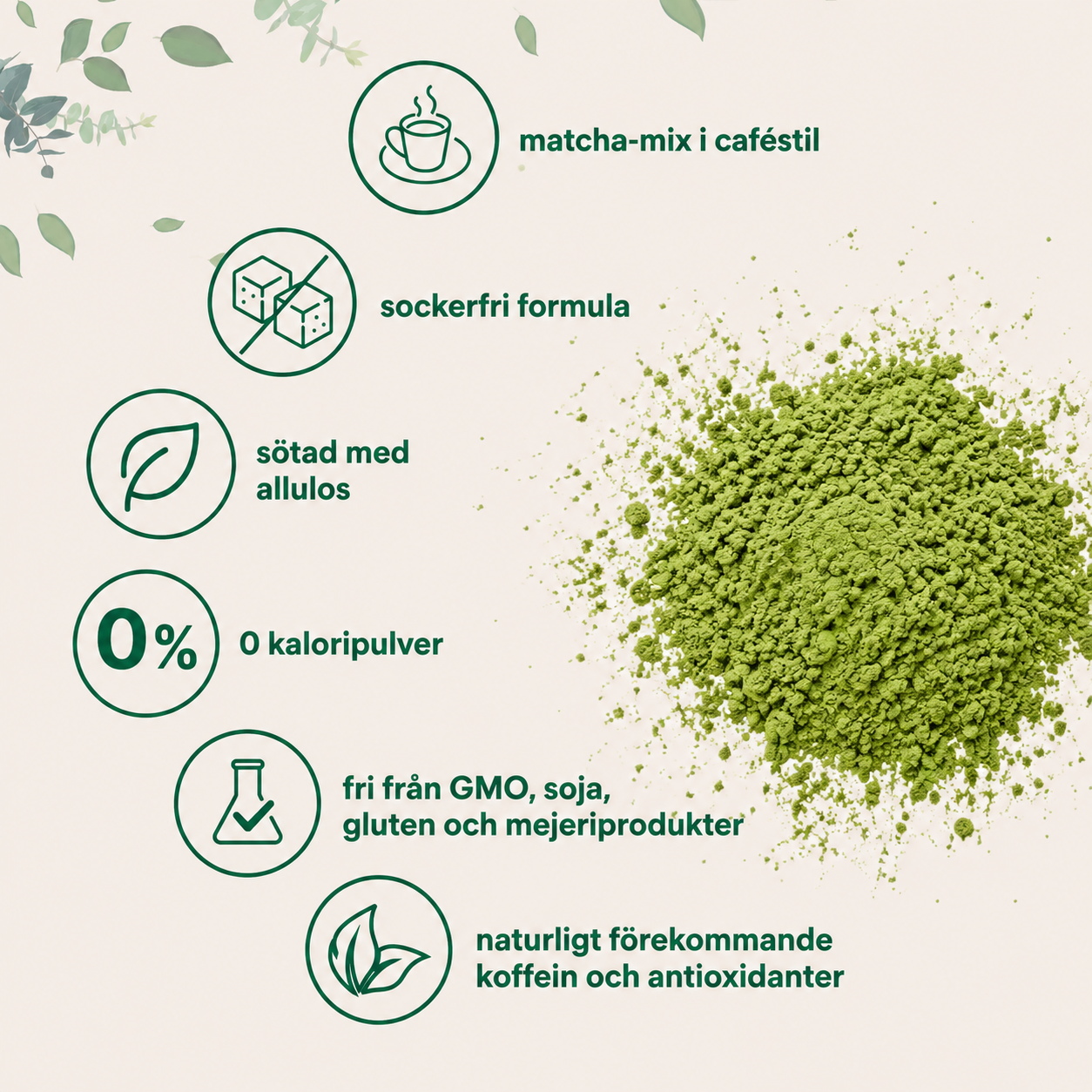 Matcha Latte Mix – Sockerfri Matcha Latte i Kaféstil, 907 g (90 Portioner)