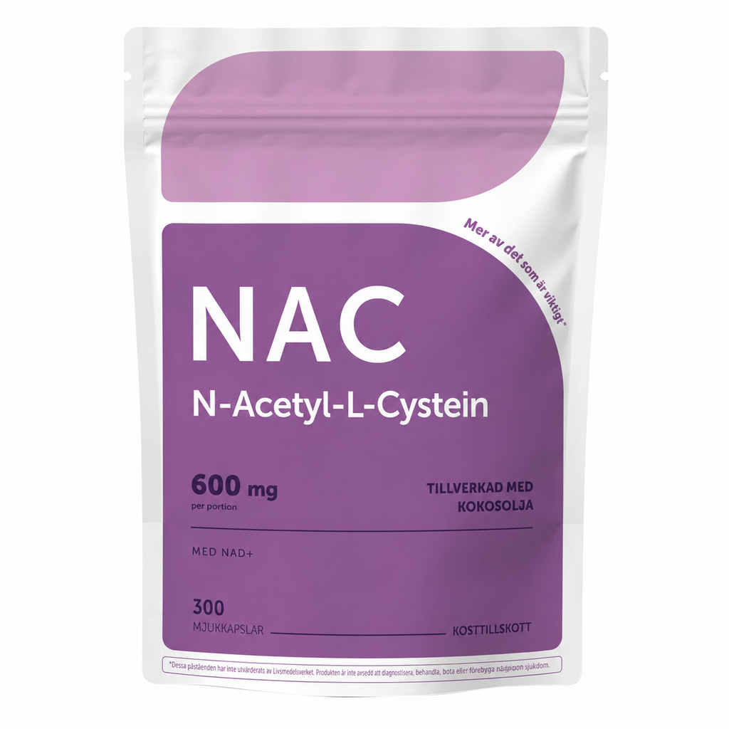 NAC 600 mg med NAD+ och kokos-MCT-olja – 300 mjukkapslar