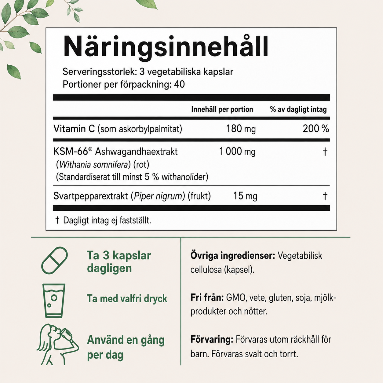 KSM-66 Ashwagandha 1000mg – 120 Kapslar