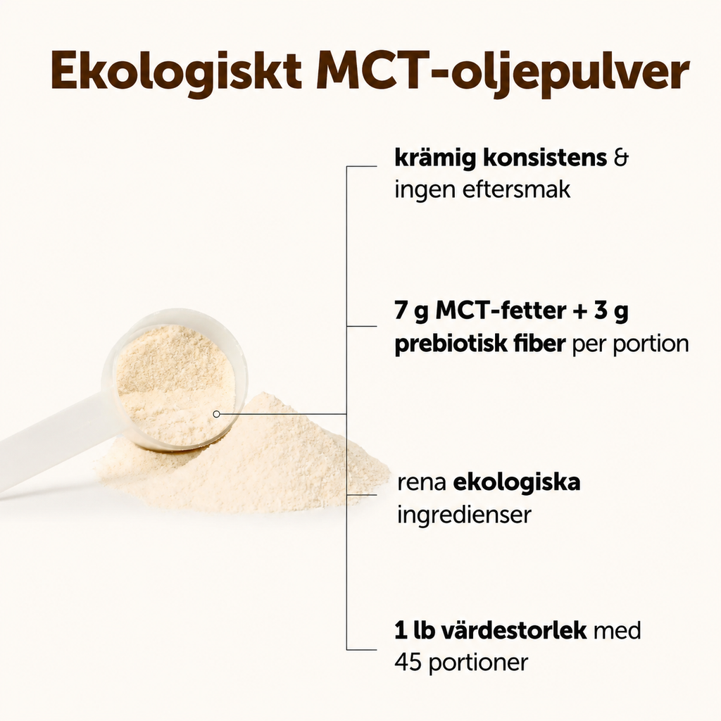 Ekologiskt MCT-olja Pulver med Prebiotisk Fiber – 454 g (45 Portioner)