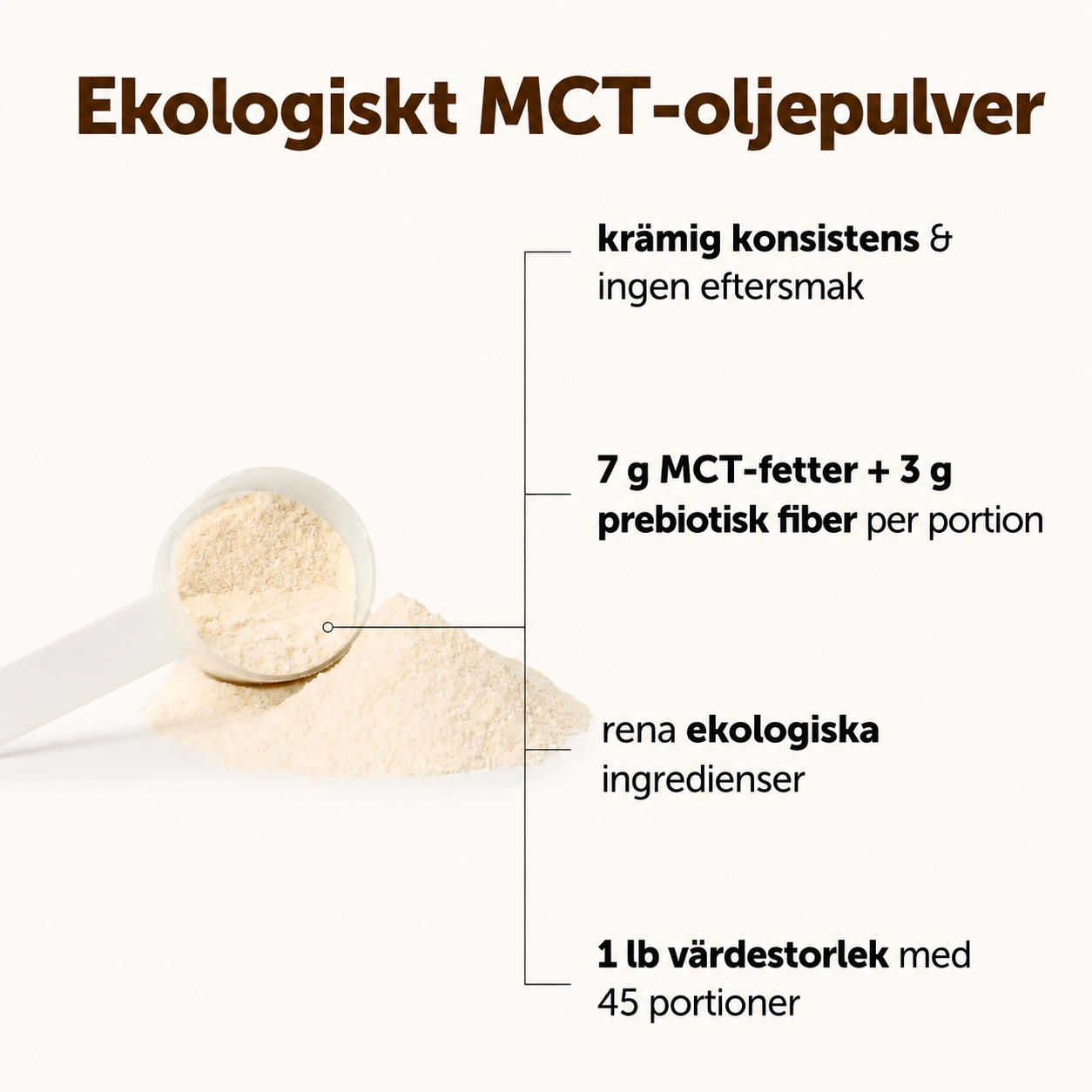 Ekologiskt MCT-olja Pulver med Prebiotisk Fiber – 454 g (45 Portioner)