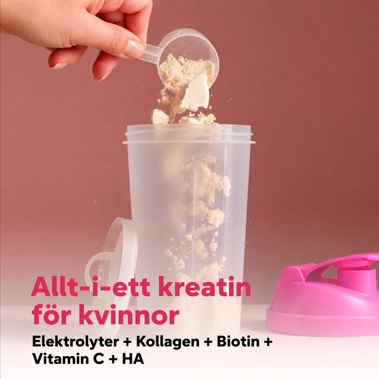 Kreatin Monohydrat för kvinnor med multikollagen och elektrolyter – Citron & Hallon, 500 g