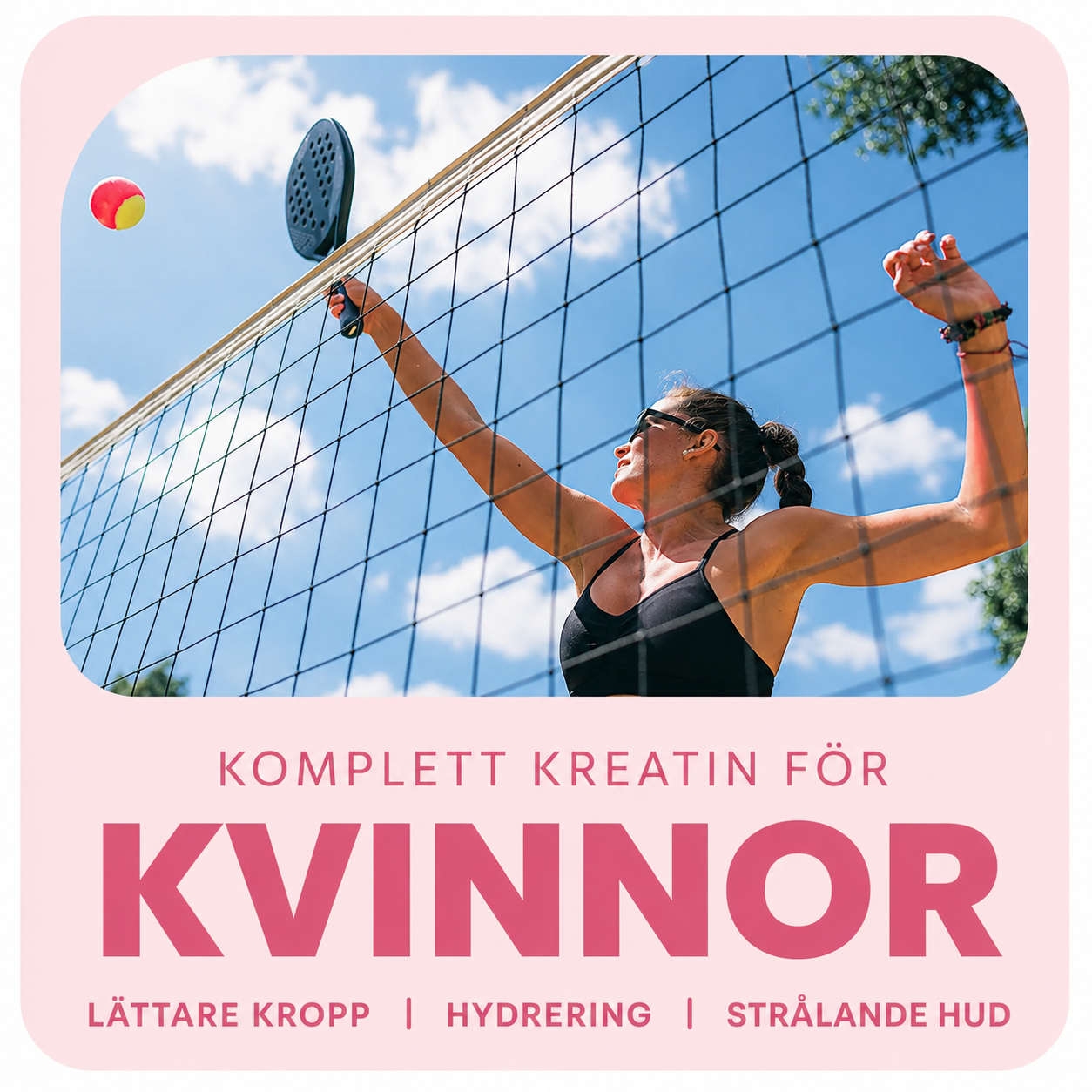 Kreatin Pulver för Kvinnor – Kreatin, Elektrolyter & Multikollagen – Jordgubbssmak – 392 g (30 portioner)