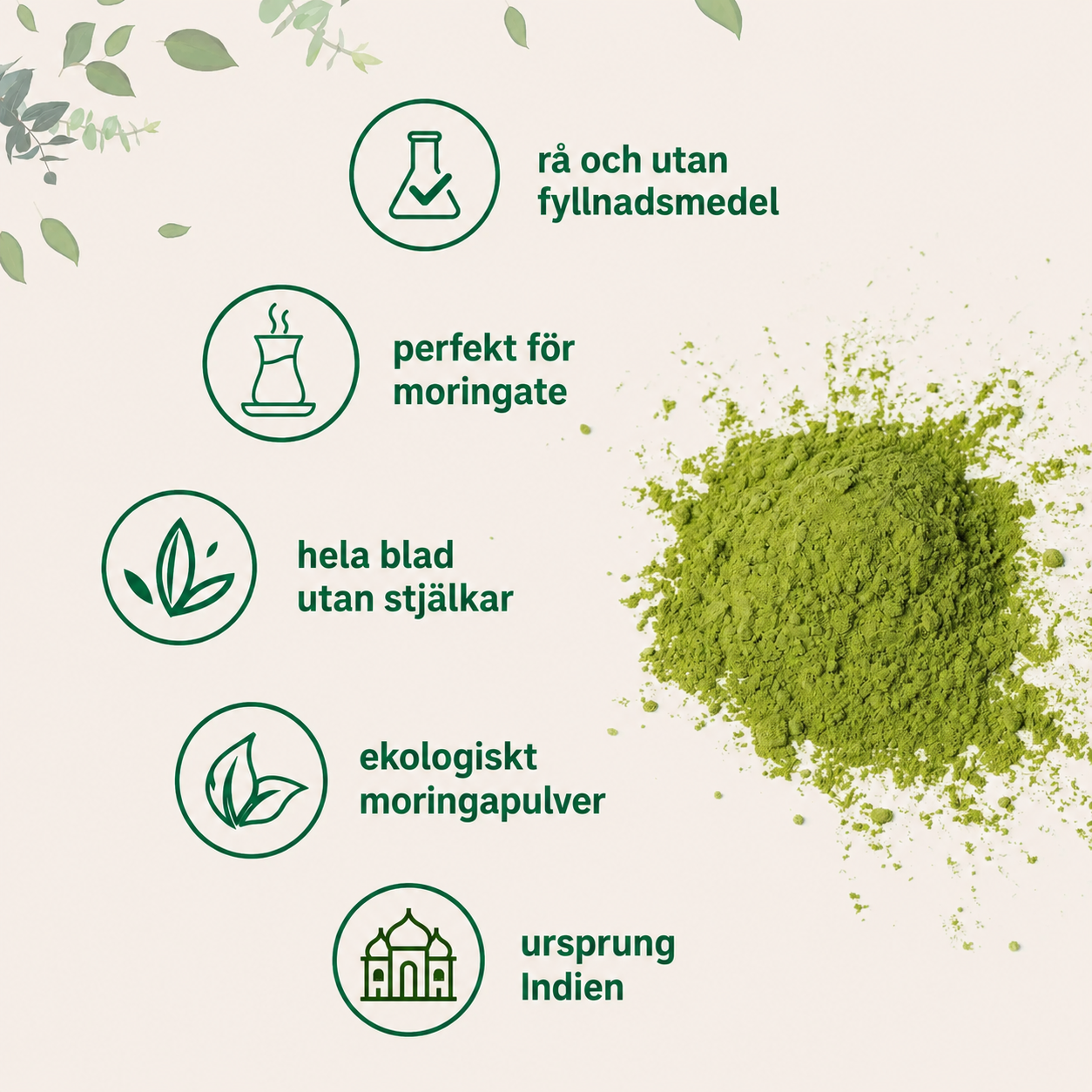 Ekologiskt Moringa pulver 907 g | Vegan & Glutenfritt