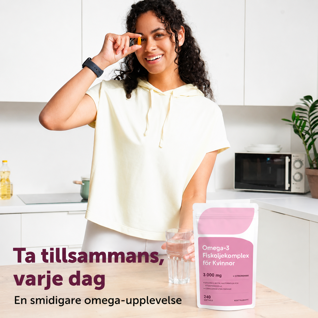 Omega-3 Komplex för Kvinnor 3000 mg – Med EPA, DHA, Havtornsolja & Jättenattljusolja | 240 mjukkapslar