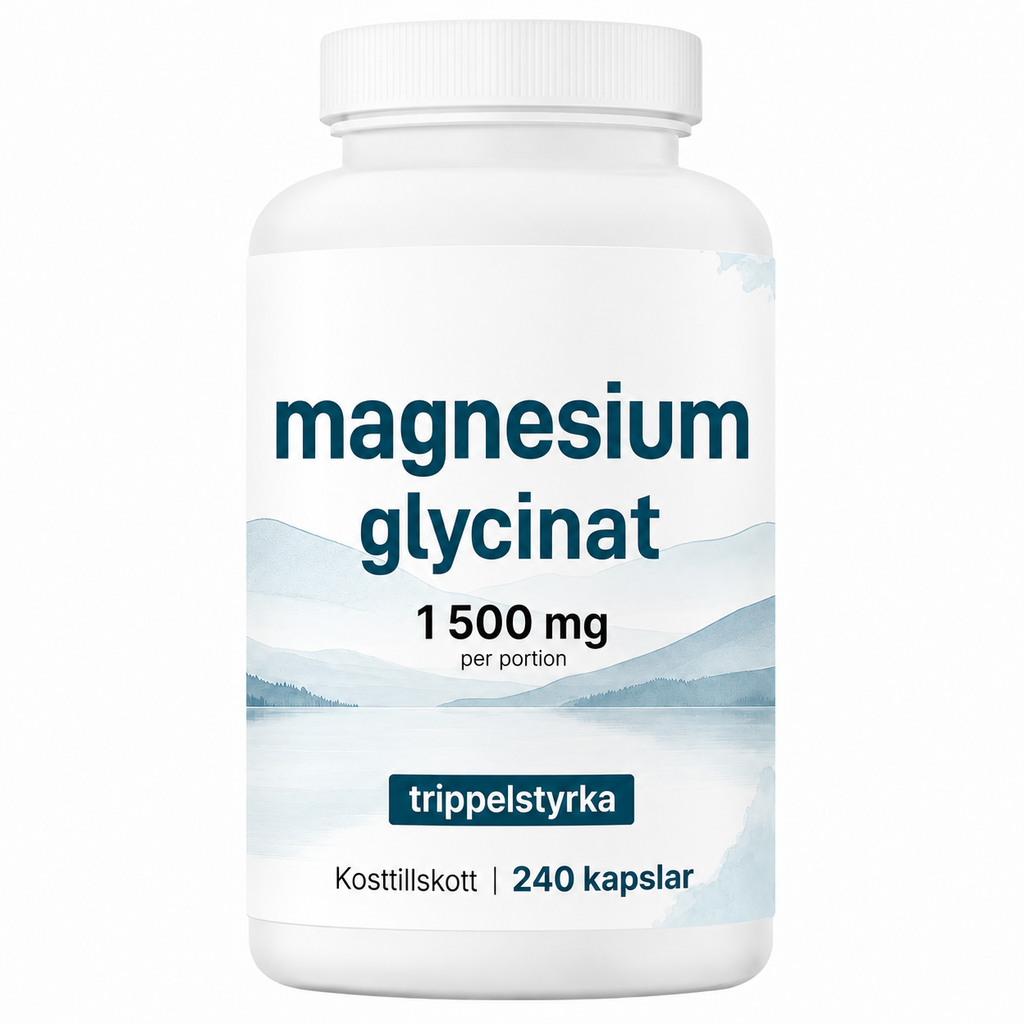 Magnesiumglycinat 1500 mg – Trippel Styrka | 240 Veganska Kapslar