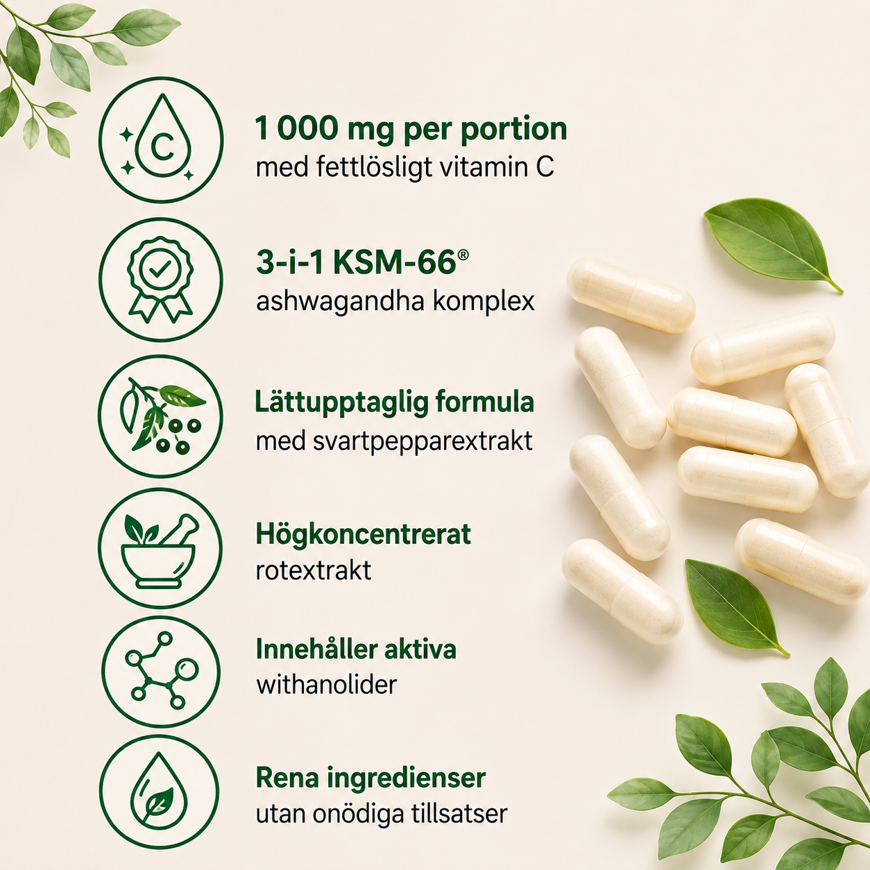 KSM-66 Ashwagandha 1000mg – 120 Kapslar