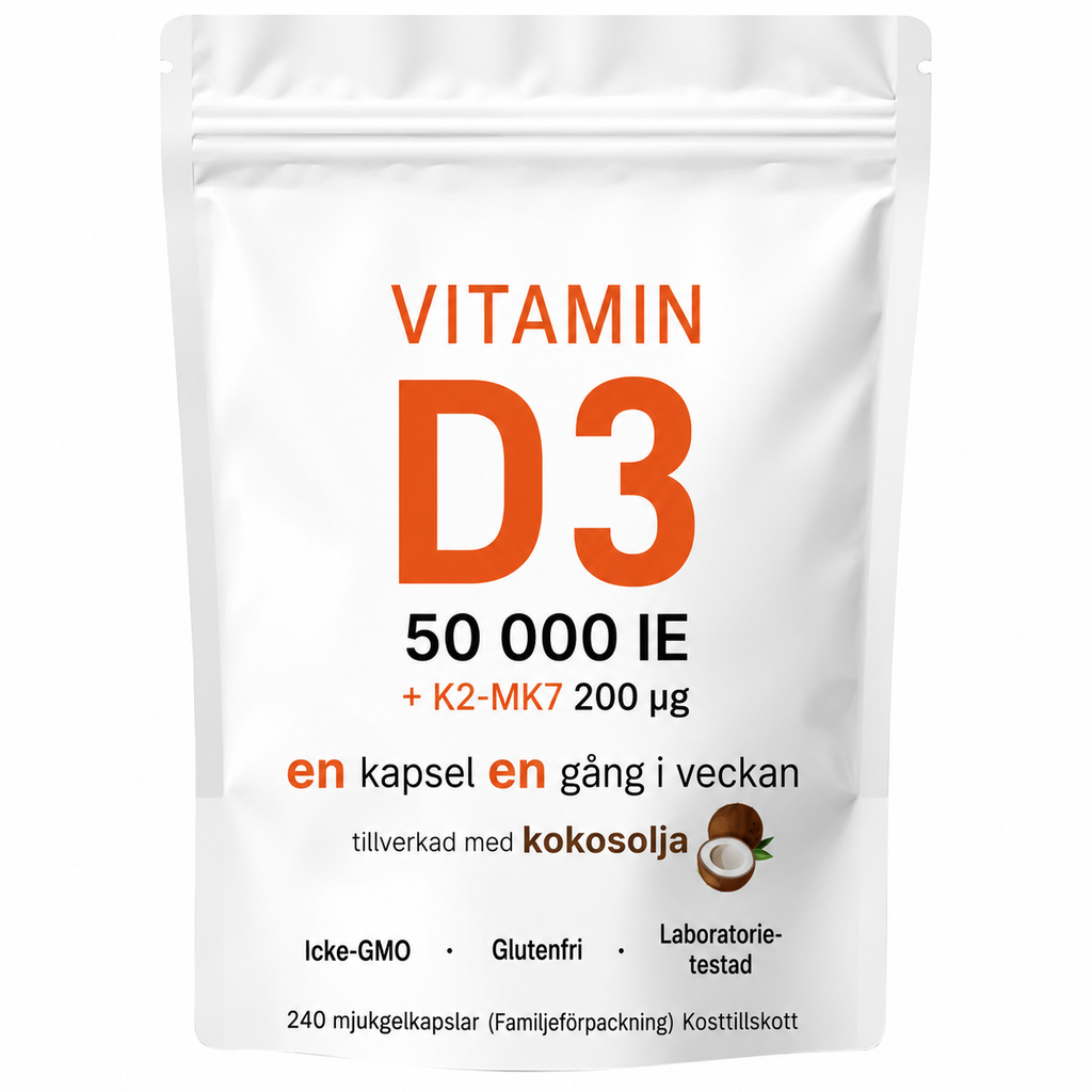 Vitamin D3 + K2 MK-7 – 50 000 IE / 200 µg - 240 Mjukgelkapslar