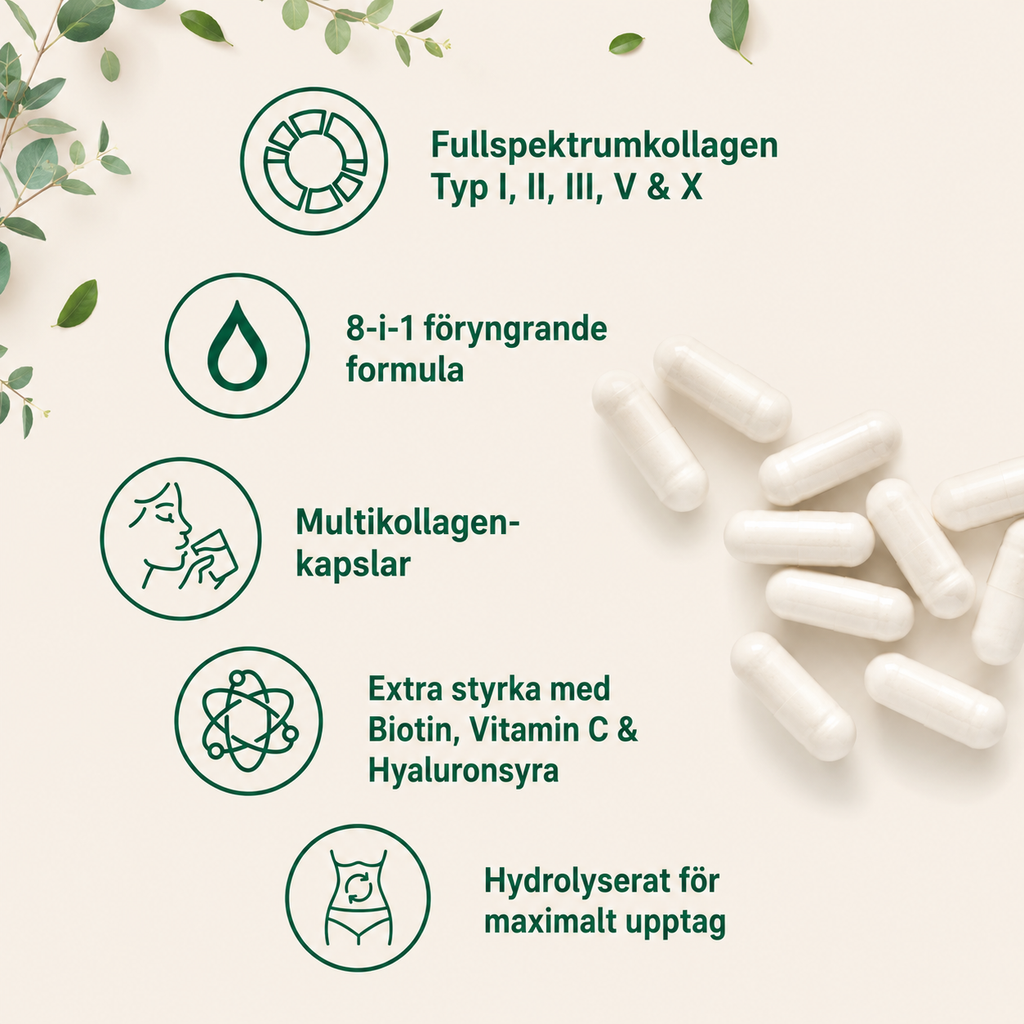 Multi Kollagen Komplex (Typ I, II, III, V och X) - 60 kapslar