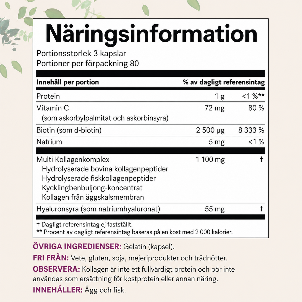 Multi Kollagen Komplex (Typ I, II, III, V & X) – 240 Kapslar