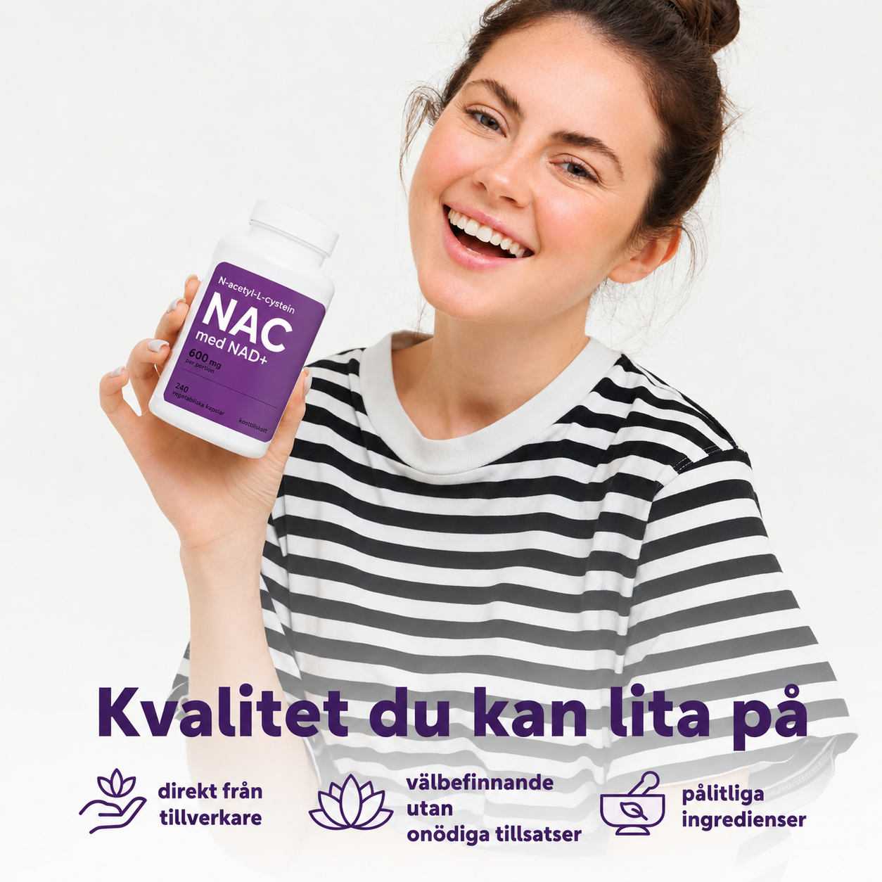 NAC med NAD+ – 600 mg per dagsdos, 240 vegetabiliska kapslar