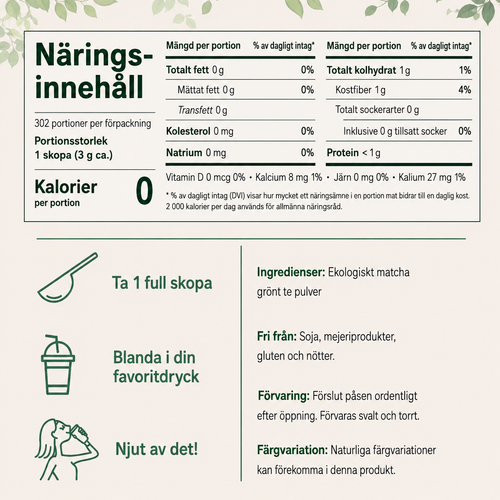 Ekologisk Matcha Grönt Te Pulver – 907 g