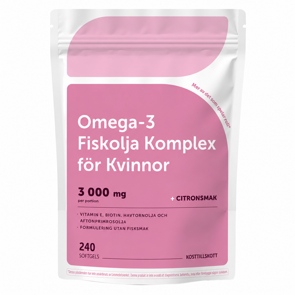 Omega-3 Komplex för Kvinnor 3000 mg – Med EPA, DHA, Havtornsolja & Jättenattljusolja | 240 mjukkapslar