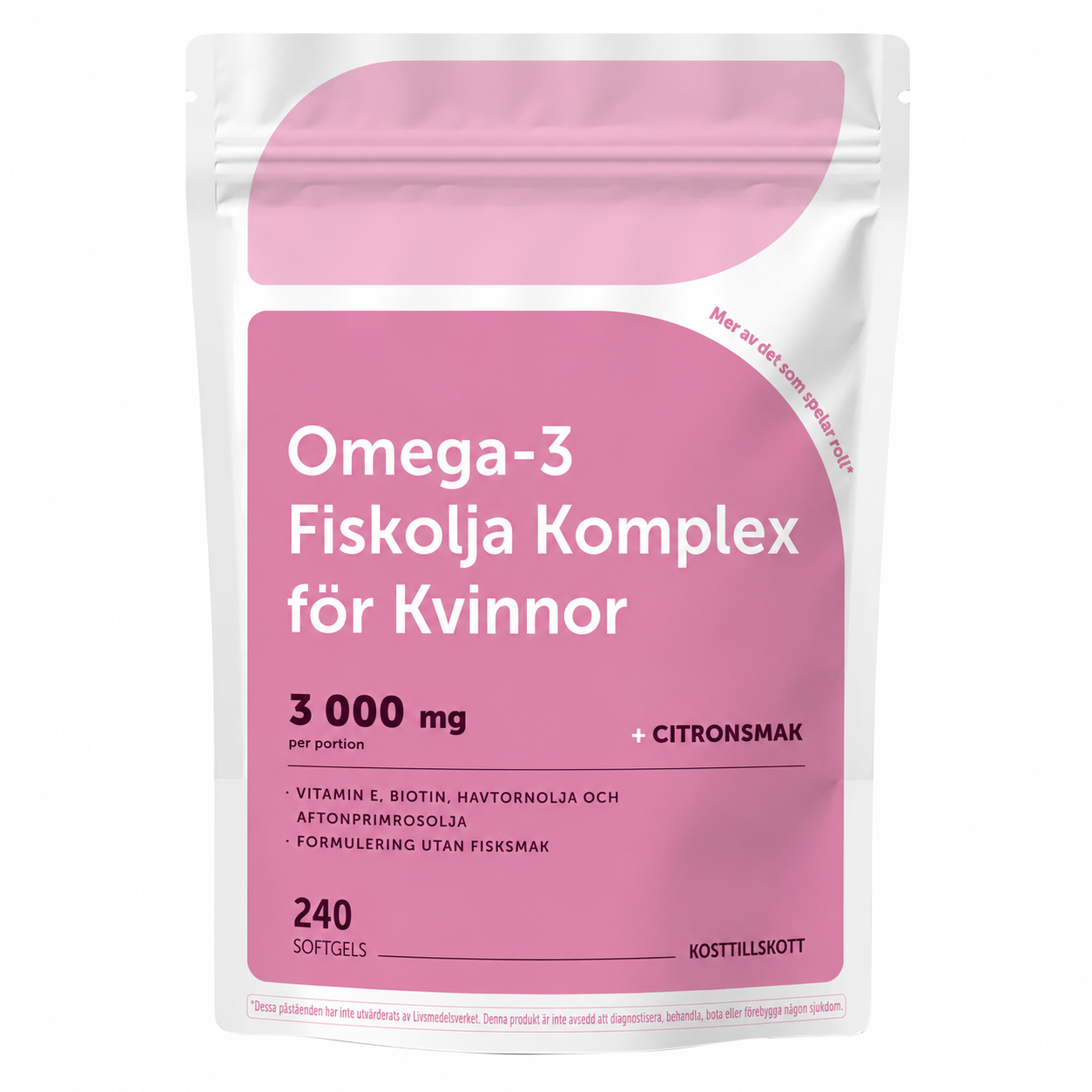 Omega-3 Komplex för Kvinnor 3000 mg – Med EPA, DHA, Havtornsolja & Jättenattljusolja | 240 mjukkapslar