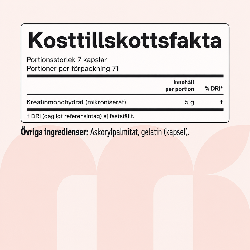 Kreatin Monohydrat 5000 mg – 500 Kapslar | 71 Portioner