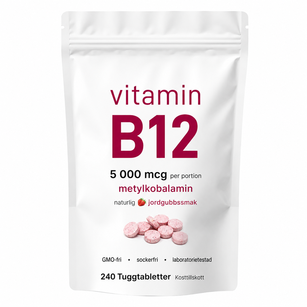 Vitamin B12 1000 mcg Metylkobalamin – 365 Tuggtabletter | 1 Års Förbrukning