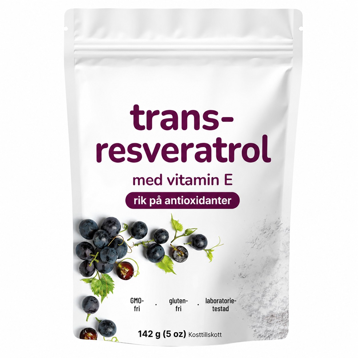 Trans-Resveratrol med Vitamin E Pulver – 500 mg per portion - 142 g