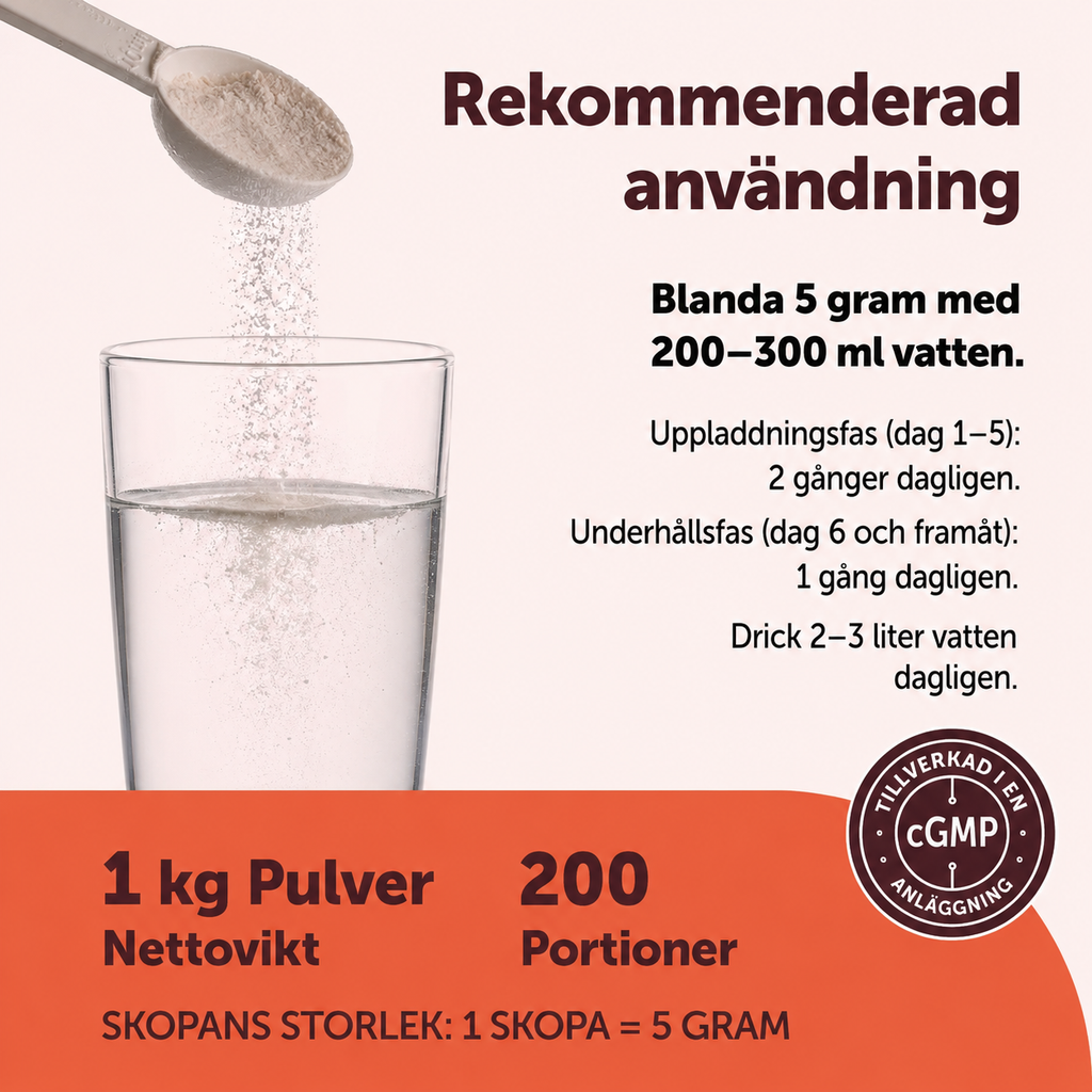 Kreatin Monohydrat Pulver 1 kg –  5000 mg per Portion | 200 portioner