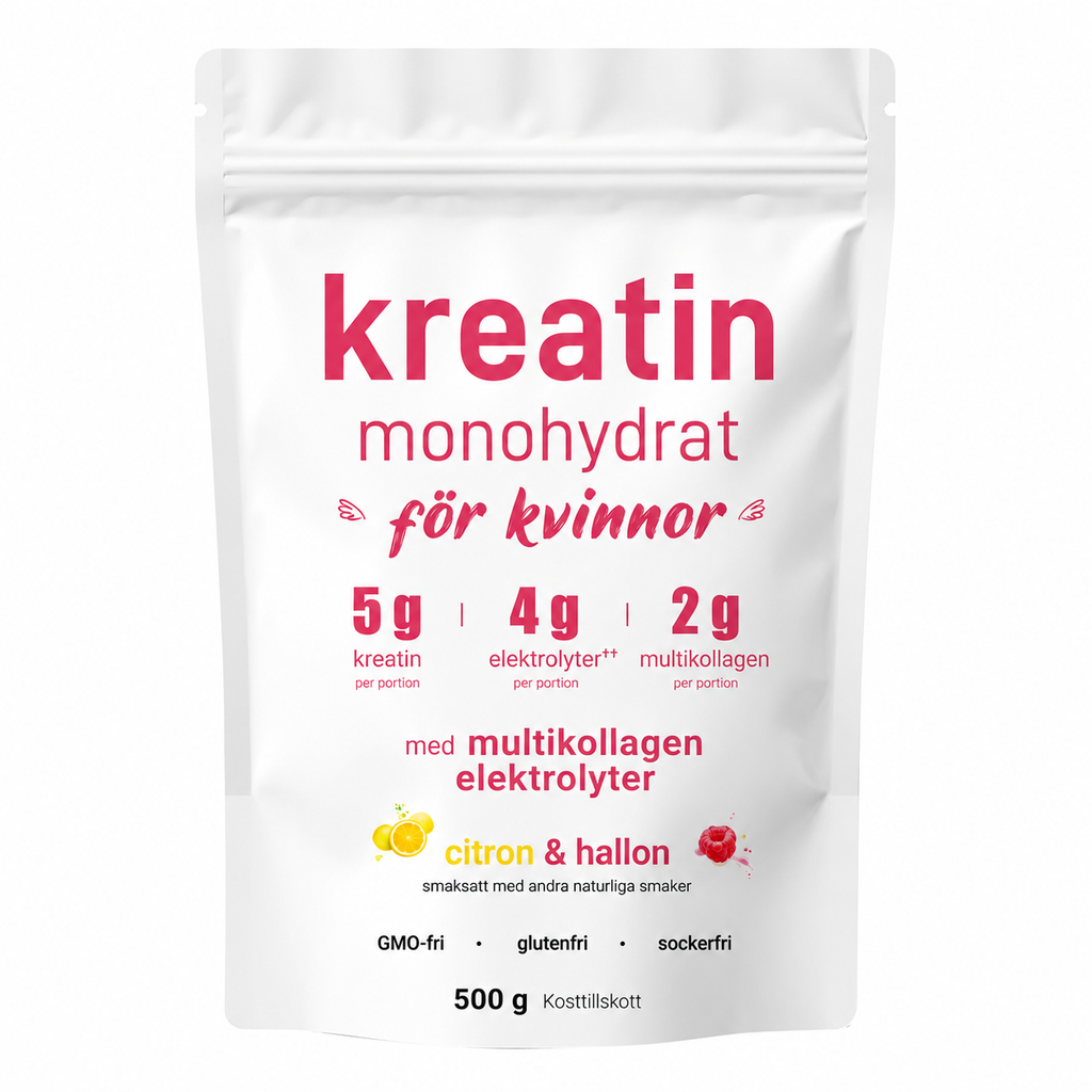 Kreatin Monohydrat för kvinnor med multikollagen och elektrolyter – Citron & Hallon, 500 g