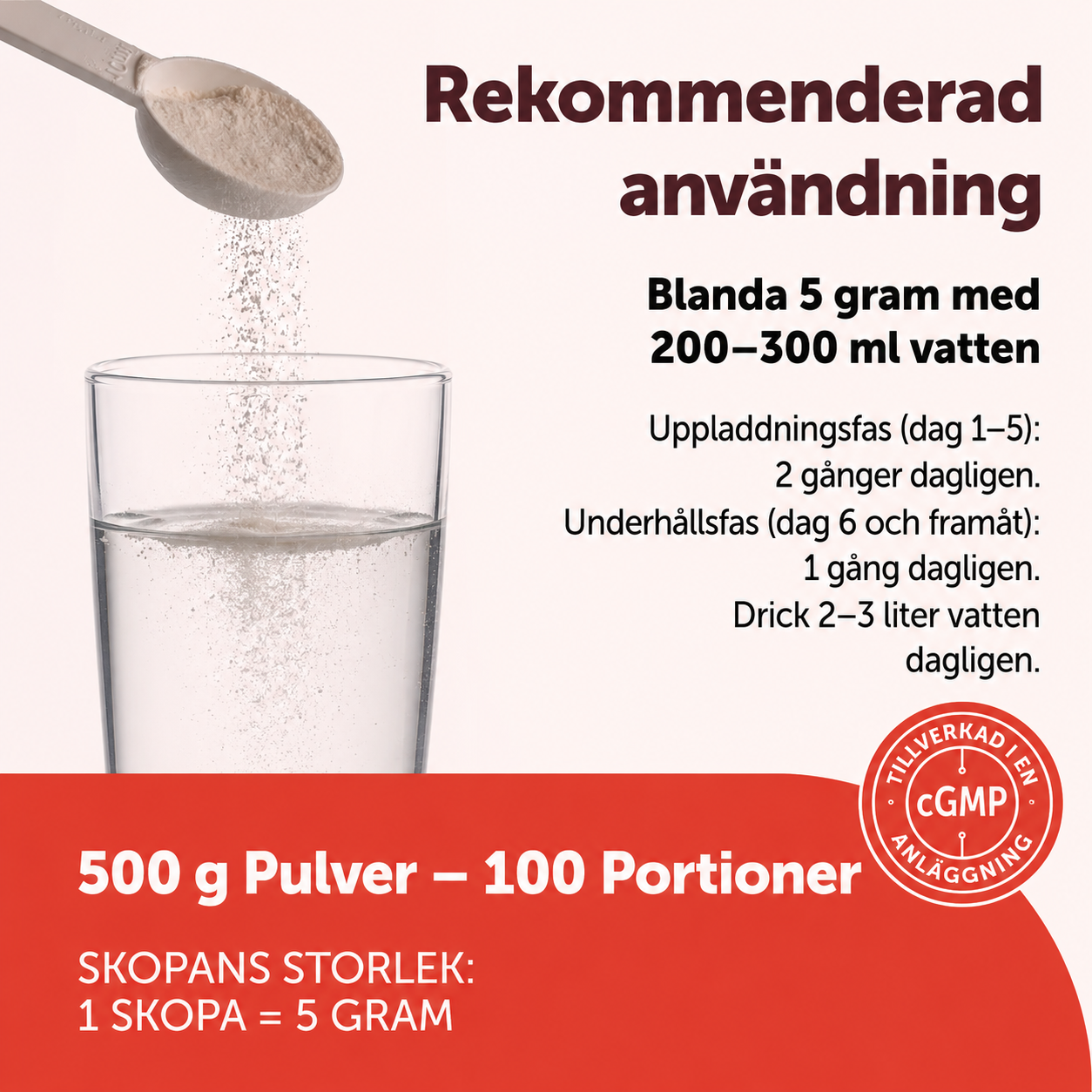 Kreatin Monohydrat Pulver 500 g – 5 000 mg per Portion | 100 Portioner