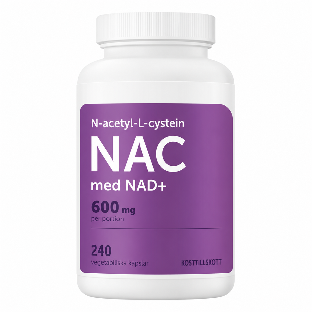 NAC med NAD+ – 600 mg per dagsdos, 240 vegetabiliska kapslar